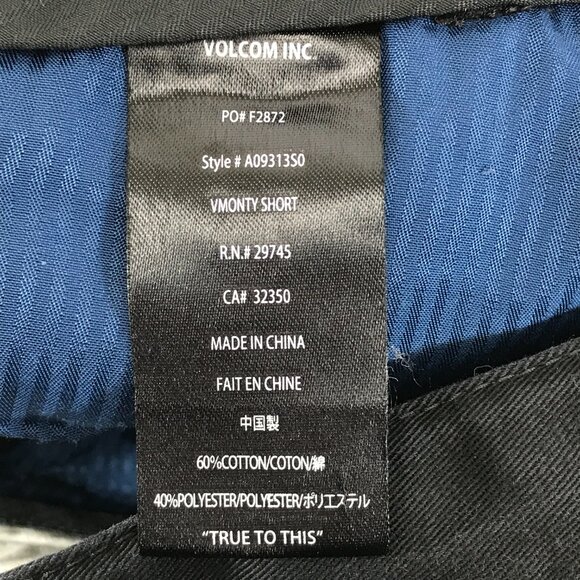 Volcom Vmonty Flat Front Chino Shorts Men's Size 34 Black Pockets Casual Outdoor - Picture 11 of 12
